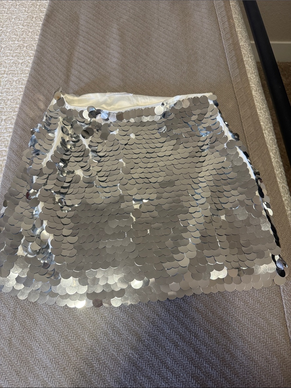 12th Tribe Silver Sequin Mini Skirt